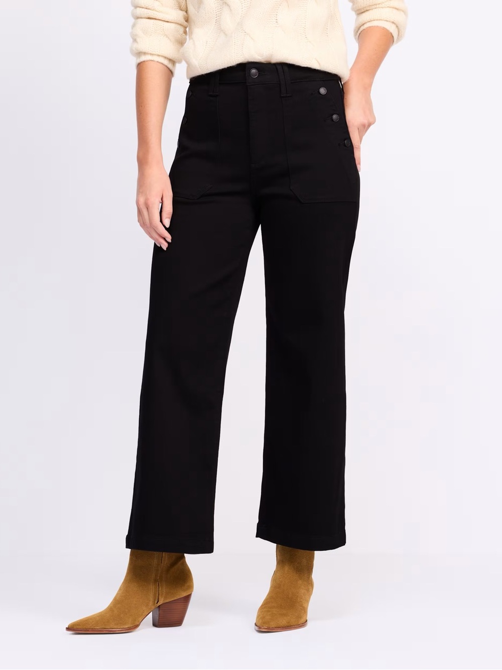 Cosmic Blue Love Kendra High Rise Wide Leg Cargo Jean w/ Button Detail